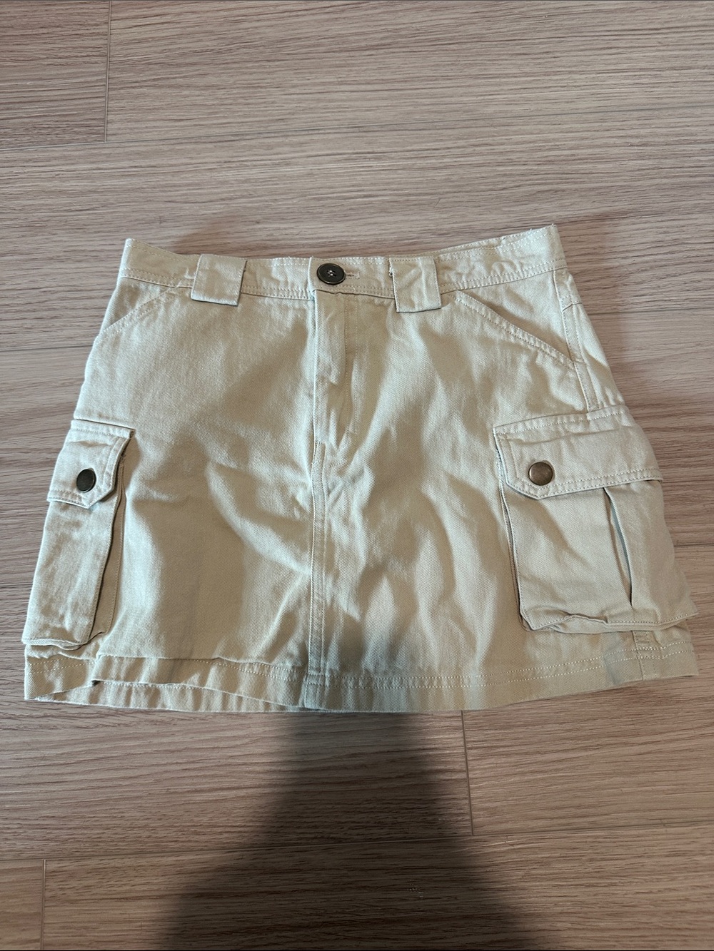 Beige Cargo Mini Skirt